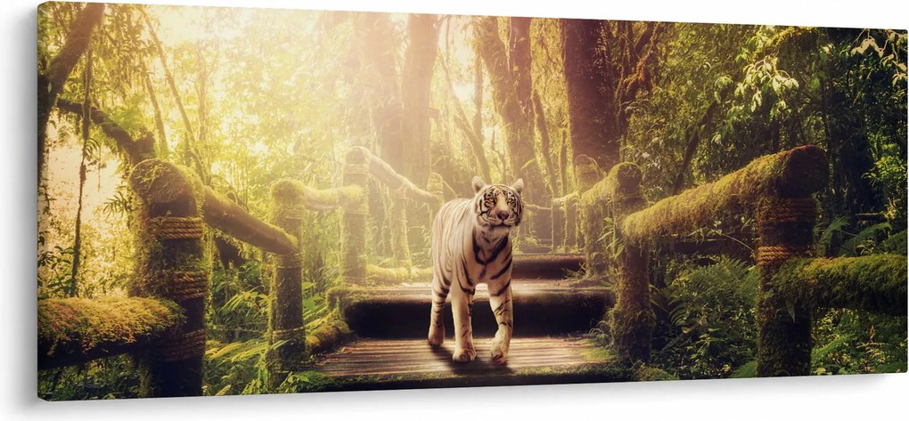 Obraz tigra v džungli (120x50 cm)