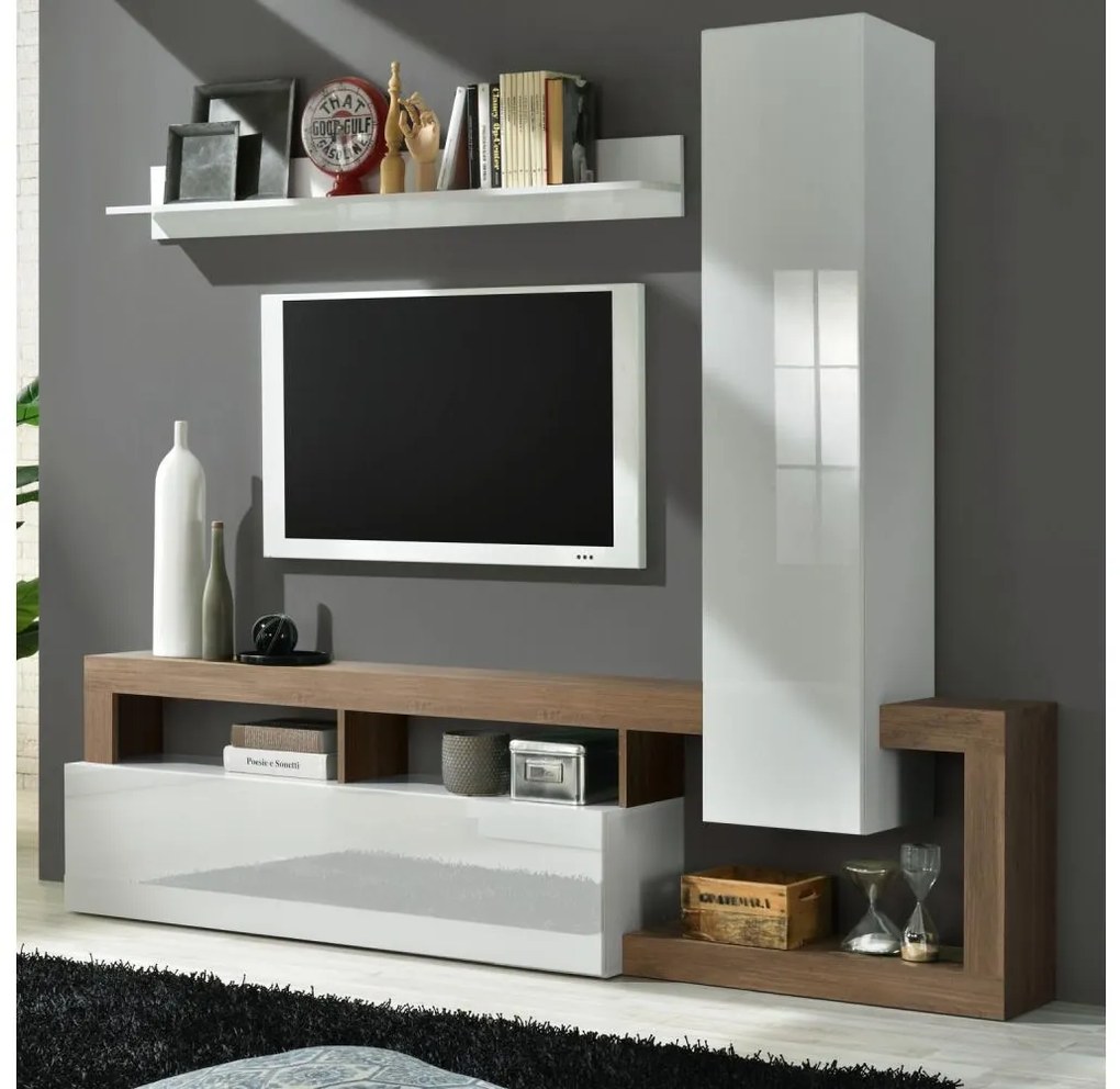 Obývacia stena LENOR biela/dub