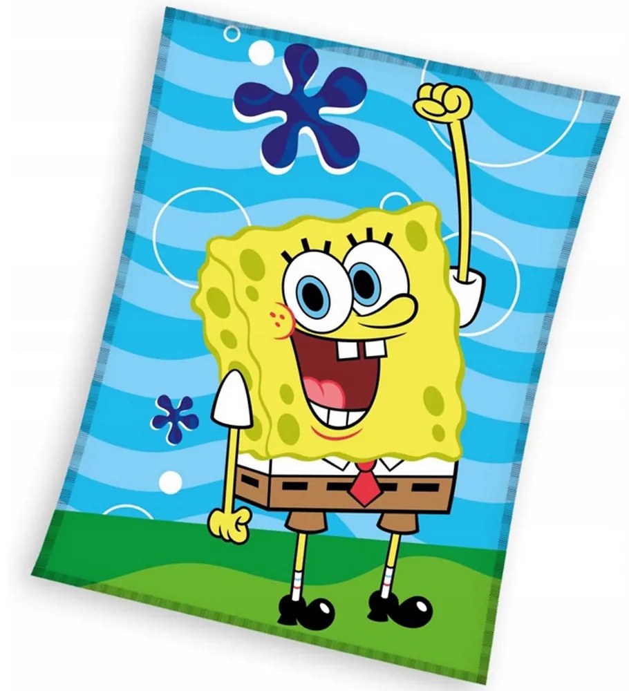 DETSKÁ FLEECOVÁ DEKA SPONGEBOB 130X170 CM VZOROVANÁ