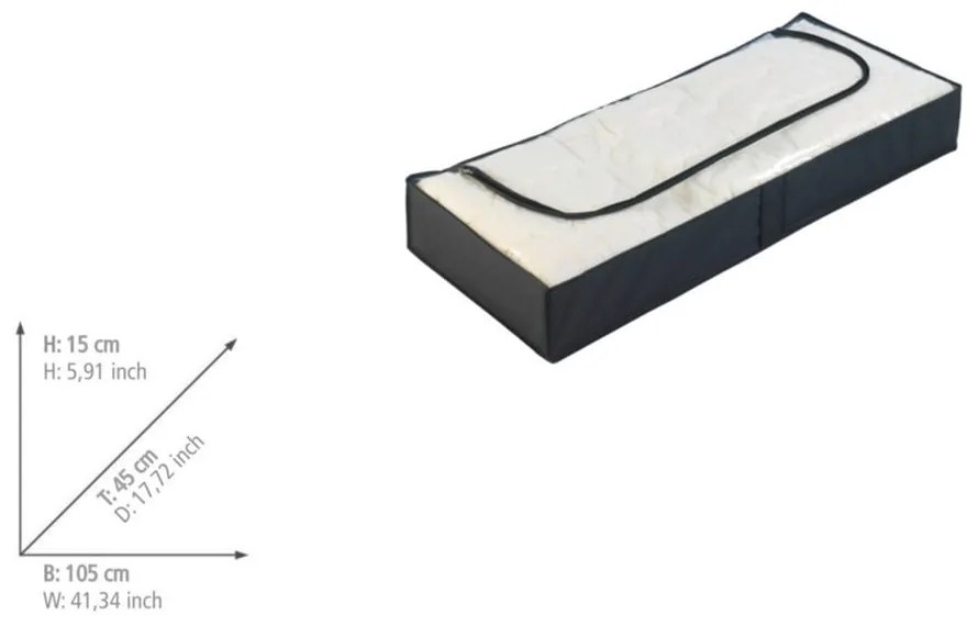 Čierny úložný box pod posteľ Wenko, 105 × 45 cm