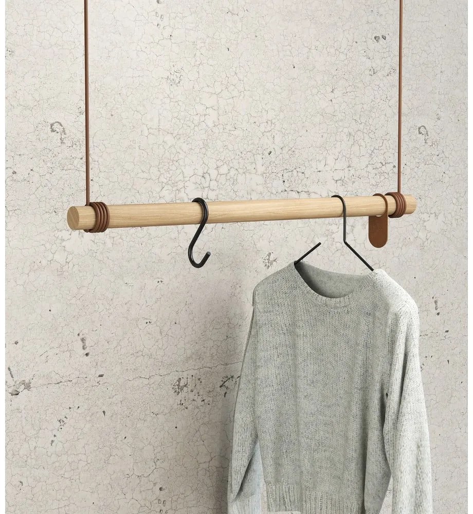 Nástenný vešiak z dubového dreva v prírodnej farbe 80 cm Swing M – LIND DNA