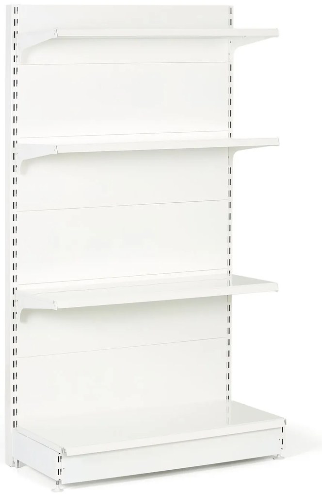 Predajný regál jednostranný, plné steny, 2200 x 1000 x 450 mm, prídavný, biela