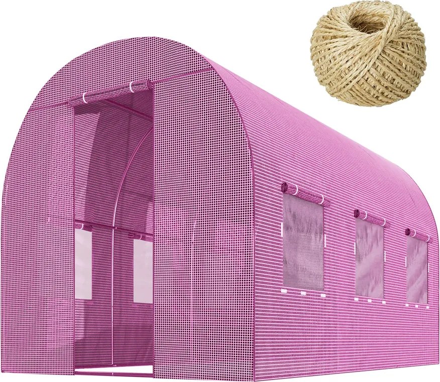 Fóliový tunel, záhradný skleník 3 x 2 m (6m2)  ružový Plonos 4978-B