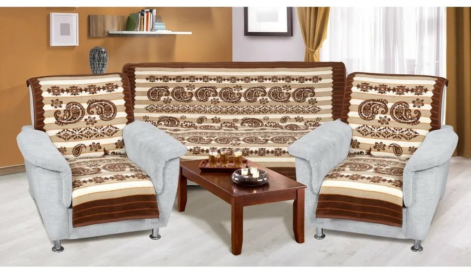 Bellatex Prehozy na sedaciu súpravu Karmela plus Kašmír, 150 x 200 cm, 2 ks 65 x 150 cm