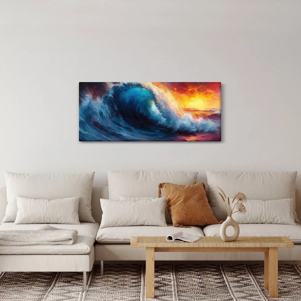 Obraz - Vlna v západu slnka (120x50 cm)