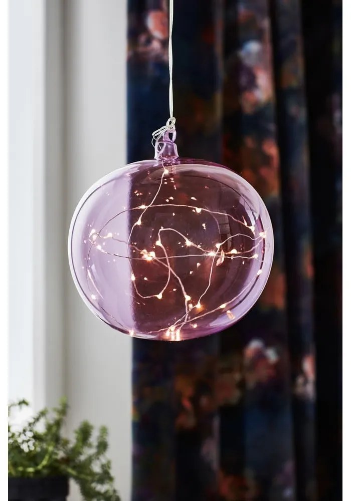 Fialová závesná vianočná svetelná dekorácia ø 18 cm Lina – Markslöjd