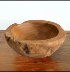 Stredná Miska z Teakového Dreva v Prírodnom Tvare - 20x7cm