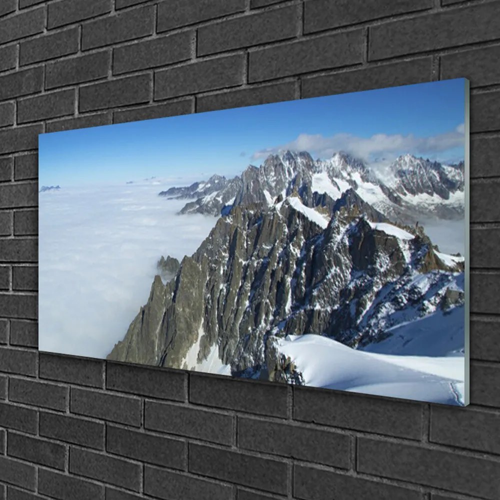 Obraz na skle Hora hmla krajina 125x50 cm