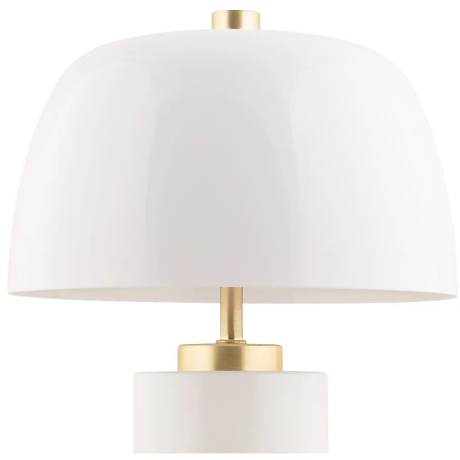 Biela LED stmievateľná stolová lampa s kovovým tienidlom (výška 30 cm) Freya – Leitmotiv