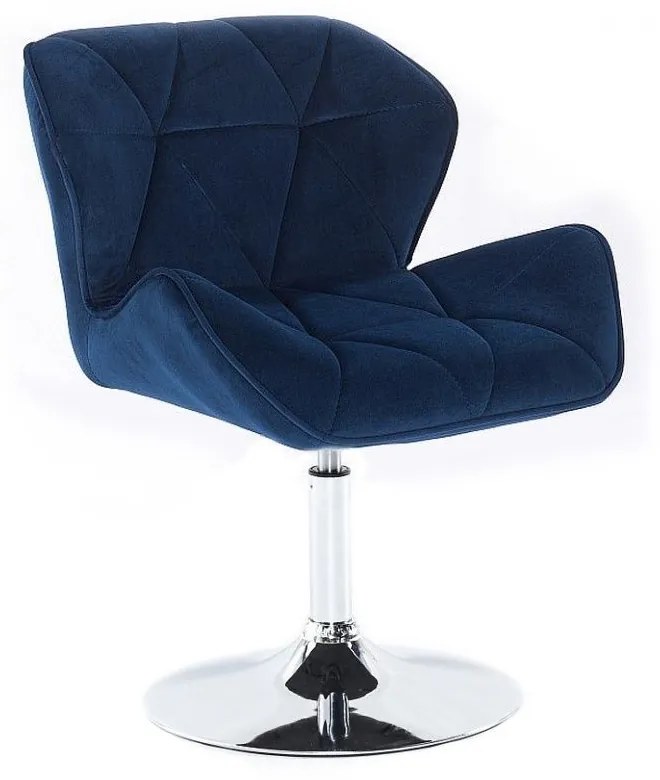 LuxuryForm DESIGN Stolička MILANO VELUR na striebornom tanieri - modrá