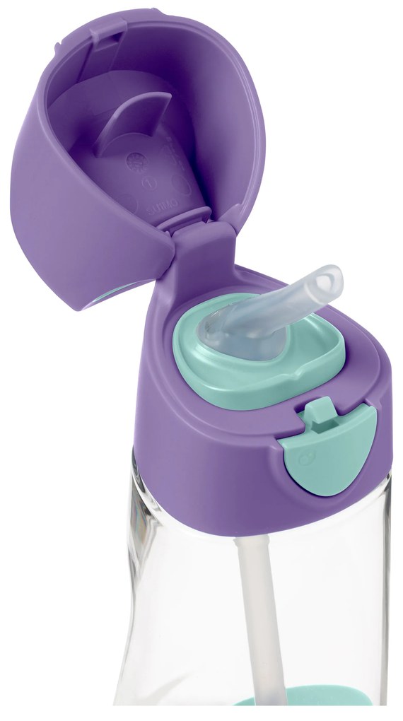 Fľaša na pitie so slamkou 450 ml - lilac pop