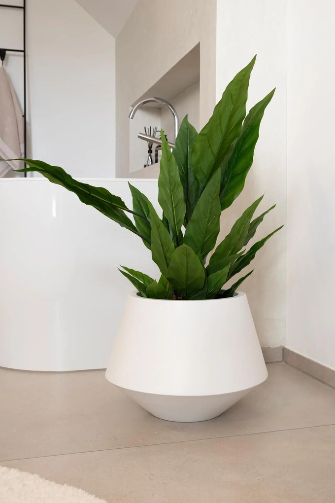 Okrúhly kvetináč BERBELIT, sklolaminát, výška 30 cm, biely