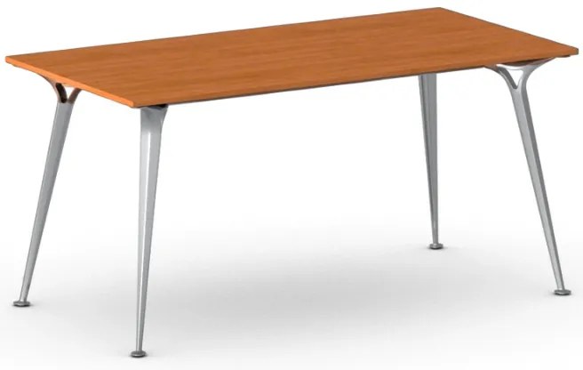 Rokovací kancelársky stôl PRIMO ALFA, 160x80 cm, sivostrieborná podnož, čerešňa
