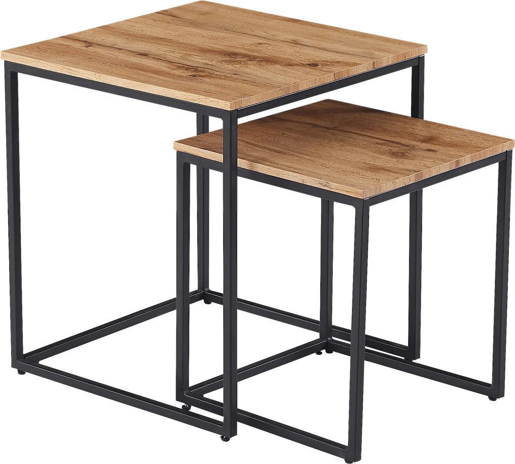 XXXLutz SADA PRÍRUČNÝCH STOLÍKOV, farba duba, kov, kompozitné drevo, 35-45/35-45/40-50 cm Ti'me - Stolíky do obývačky - 002712000601