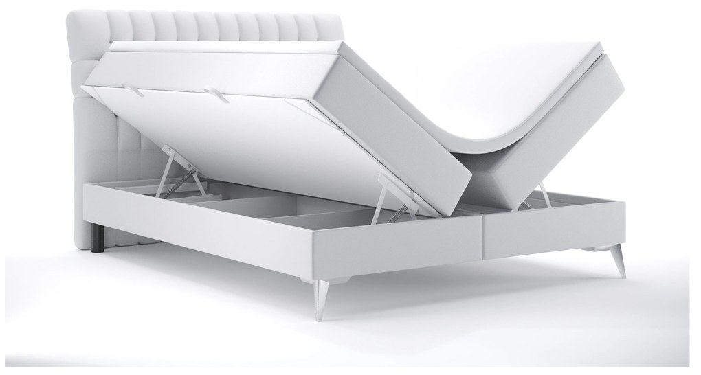 Kontinentálna posteľ 140 cm Molera (biela ekokoža) (s úložným priestorom). Vlastná spoľahlivá doprava až k Vám domov. 1044259