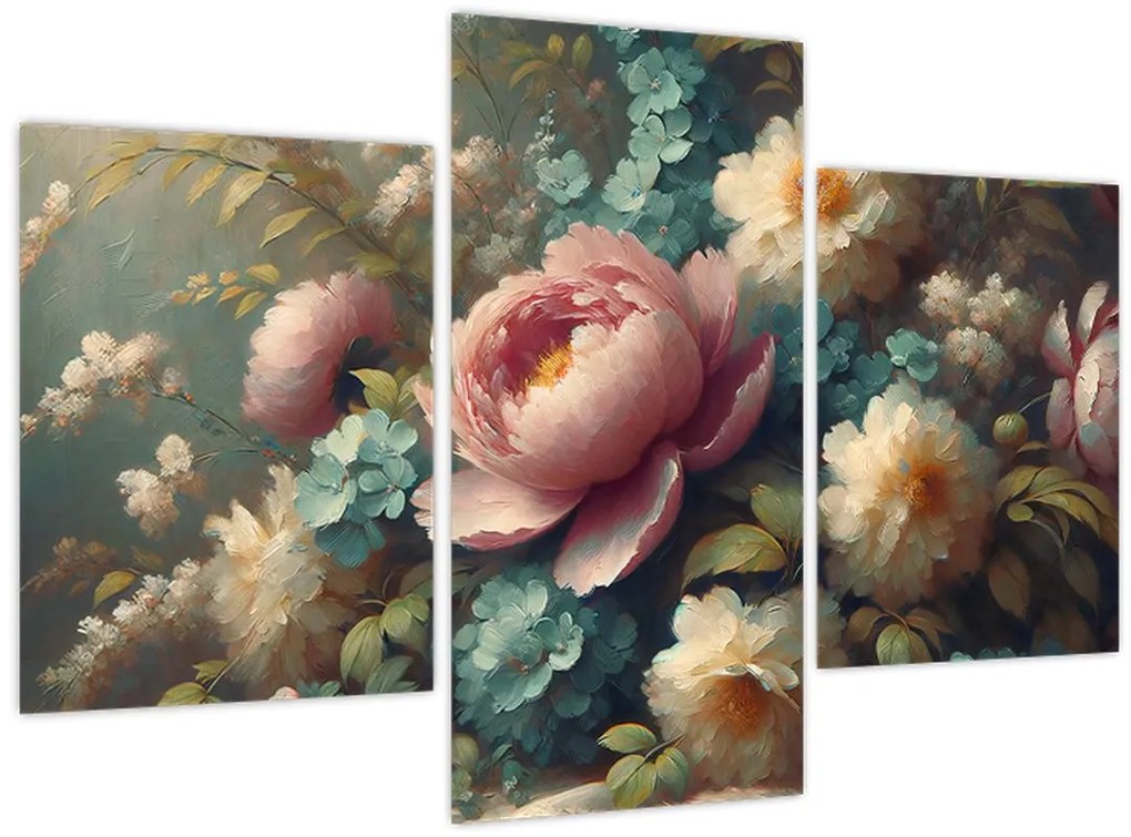 Obraz - Zátišie s kvetmi - maľba (90x60 cm)