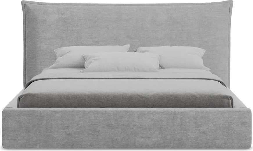 Svetlosivá čalúnená dvojlôžková posteľ s úložným priestorom s roštom 140x200 cm Esala – Makamii
