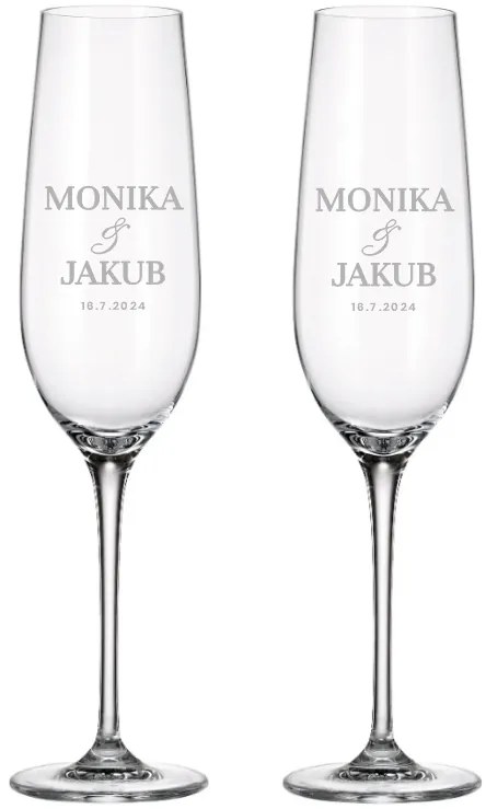 Dekorant Svadobné poháre na šampanské SIMPLE 270 ml 2KS