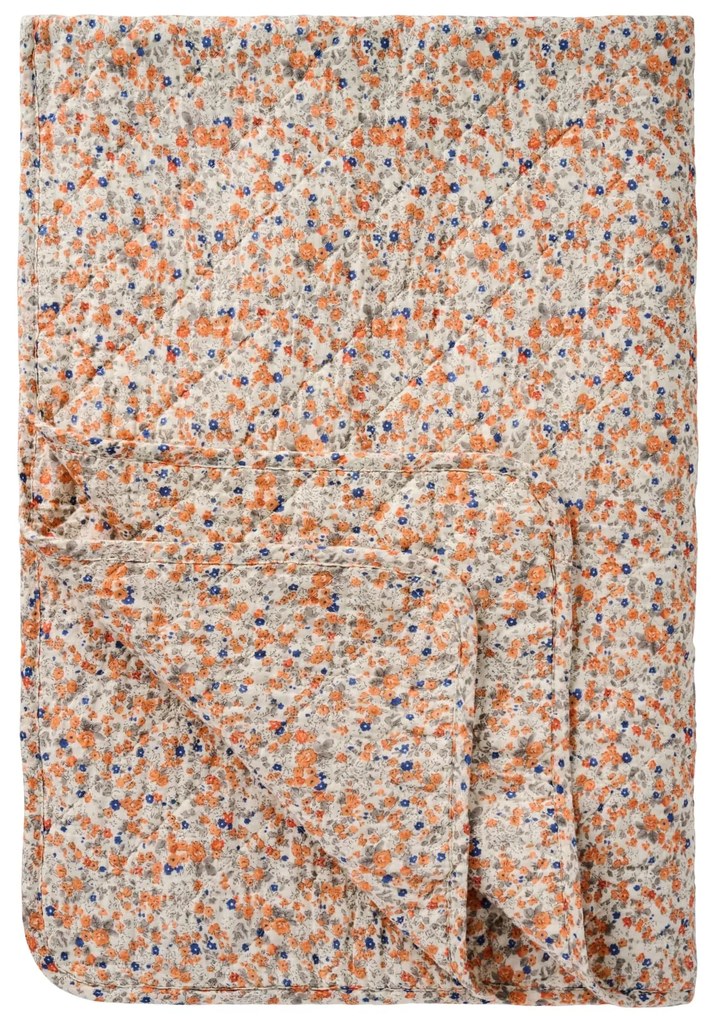 Ib Laursen Prešívaný prehoz Orange/Blue Flowers 130 × 180 cm
