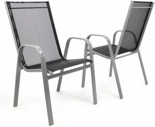 Set 2 ks záhradná stohovateľná stolička – sivá