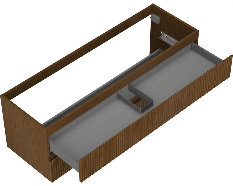 Mexen Rivel, kúpeľňová skrinka pod umývadlo 140 cm, 2 zásuvky, drážkovaná, orech, 91A20-14047-2-BFF86