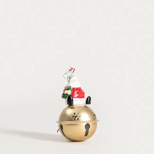 Vianočná dekorácia CLOCH Santa Claus so zlatým zvončekom 754166