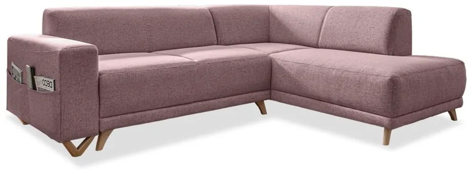 Ružová rozkladacia/s úložným priestorom rohová pohovka (pravý roh/do L) Classy Sophie – Miuform