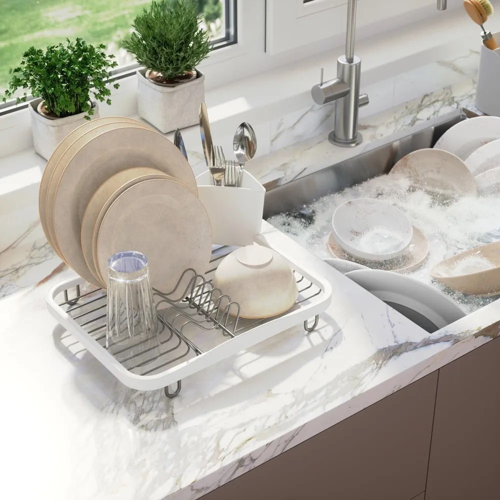 Biely oceľový odkvapkávač 36x28 cm Sinkin – Umbra