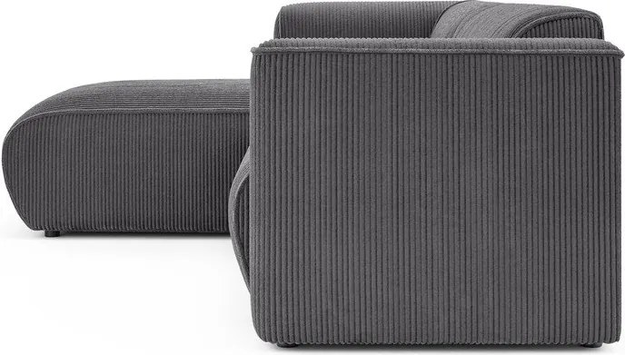 Tmavosivá menčestrová rohová pohovka (ľavý roh/s leňoškou) Merid – Ropez