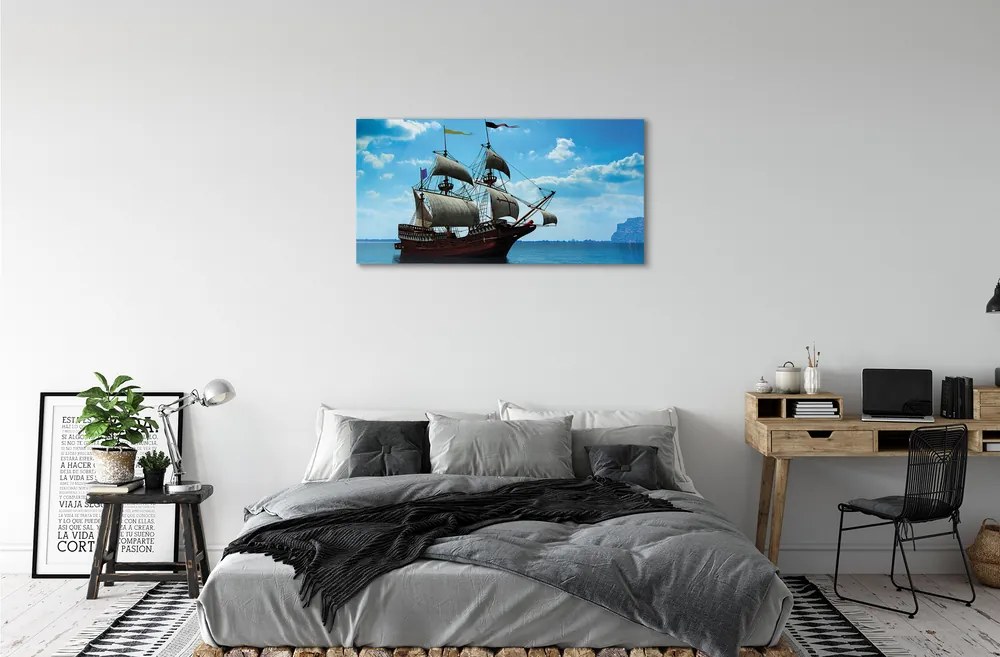 Obraz canvas Loď oblohy zatiahnuté morská 120x60 cm