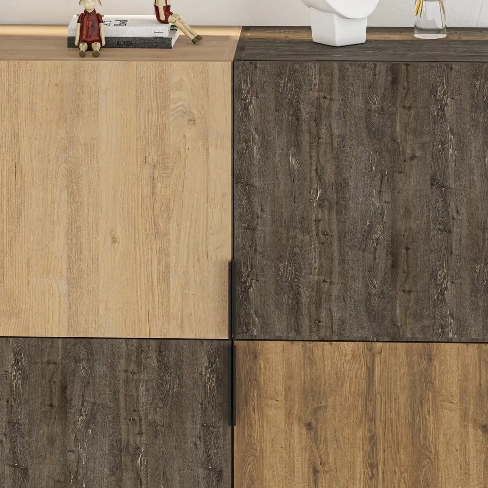 Skrinka v dekore duba v hnedo-prírodnej farbe 100x130 cm Titan – Marckeric