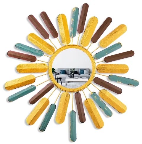 Nástenné zrkadlo SLNKO pr. 75 cm žltá