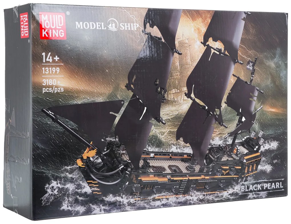Čierna pirátska loď Mold King, sada stavebných kociek 3180 dielikov ZKL.13199