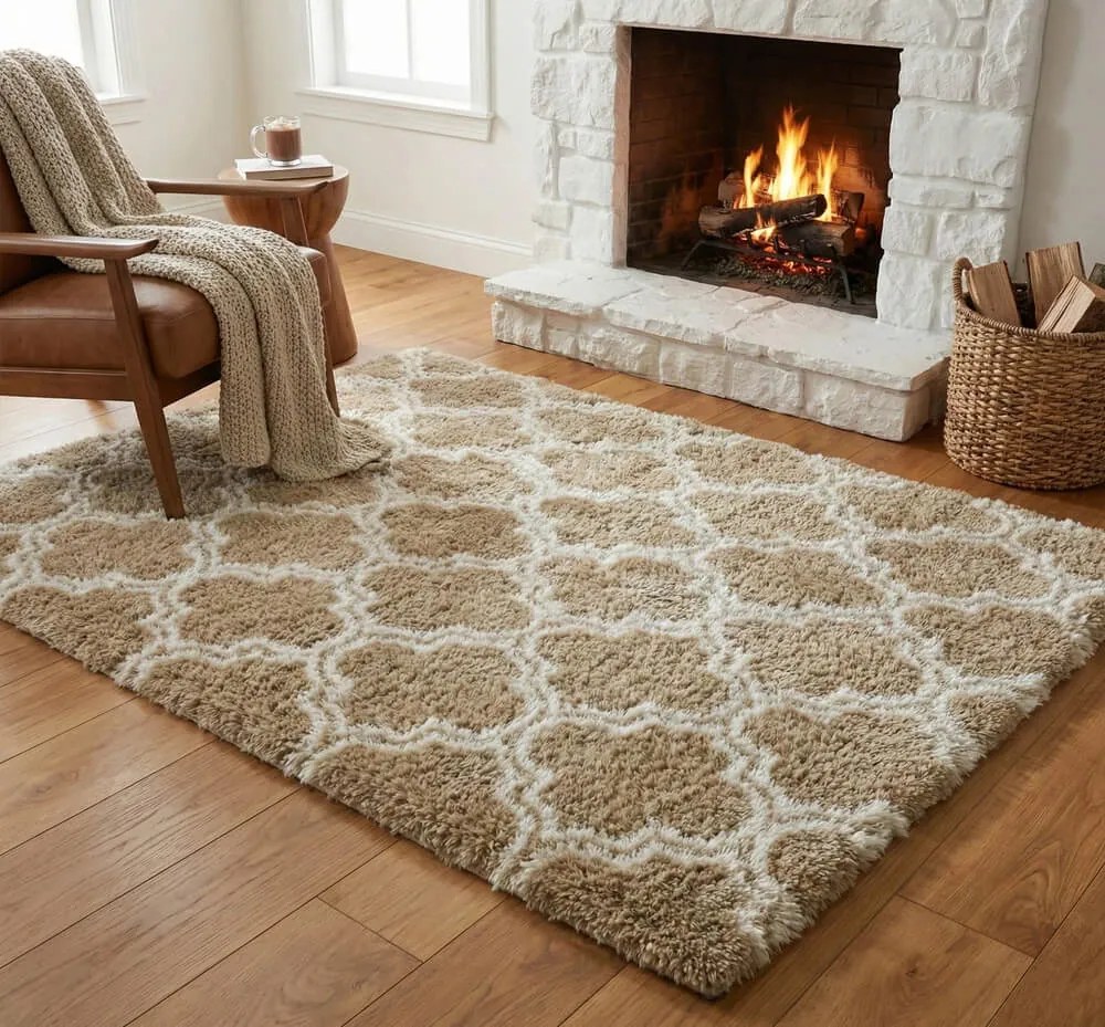 TZ Béžový vzorovaný koberec shaggy Decor Latern Rozmer: 160x220 cm