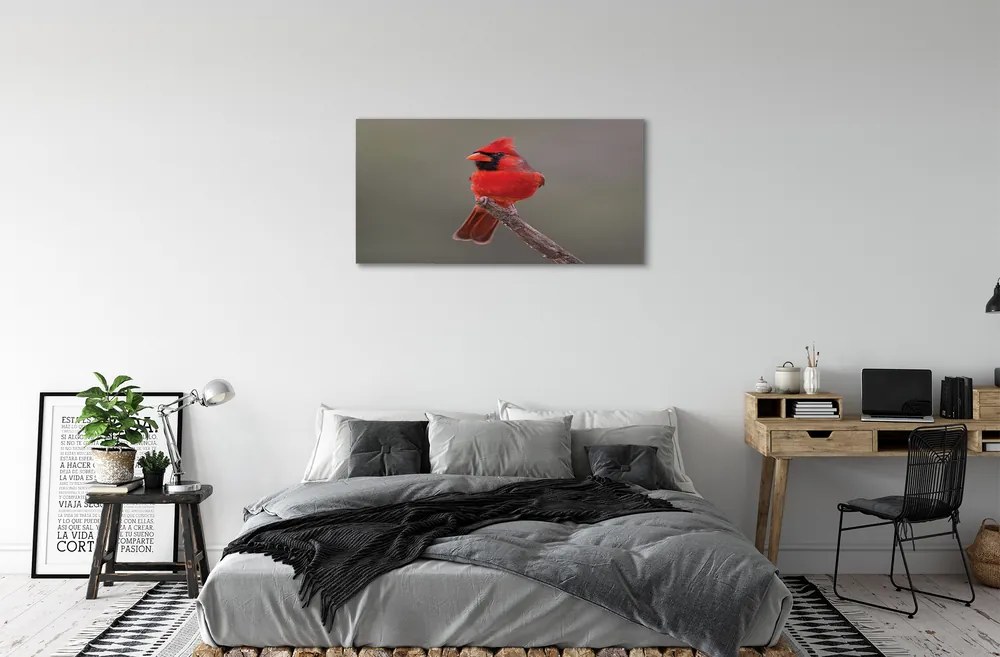 Obraz na plátne Red papagáj na vetve 125x50 cm
