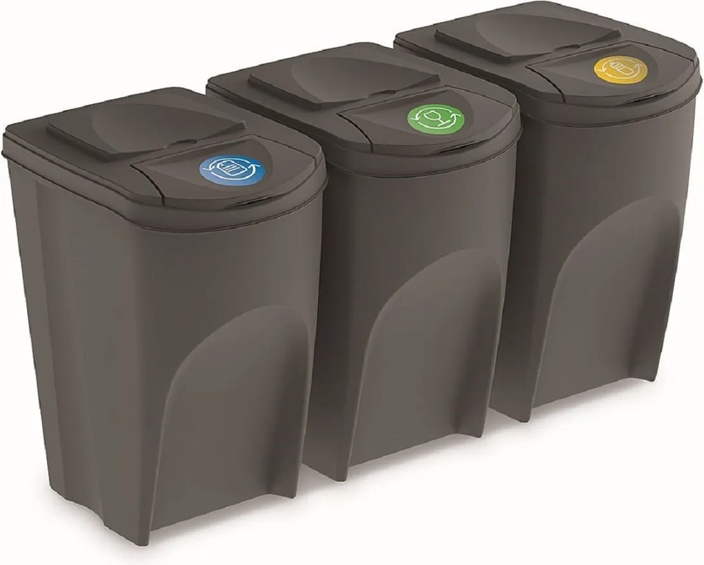 PROSPERPLAST Sada odpadkových košov SORTIBOX, 3x35l