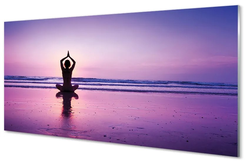 Obraz na skle Žena mora Yoga 120x60 cm