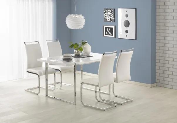 Jedálenský stôl Lion - 140x80x75 cm (bílá/stříbrná)