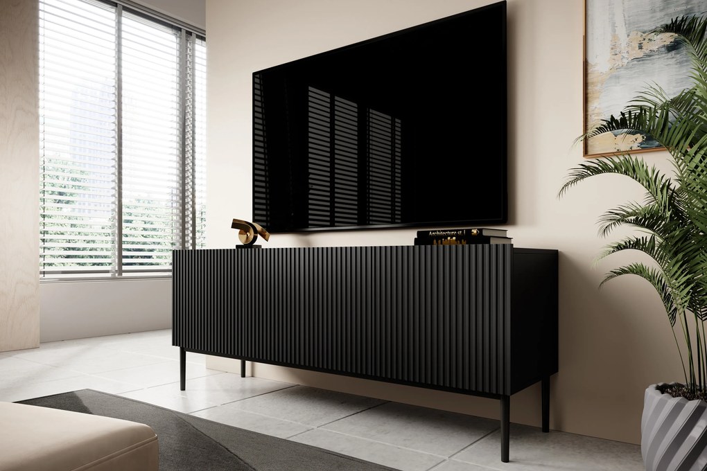 TV stolík Nicole 150 cm - čierny mat / čierne nožičky