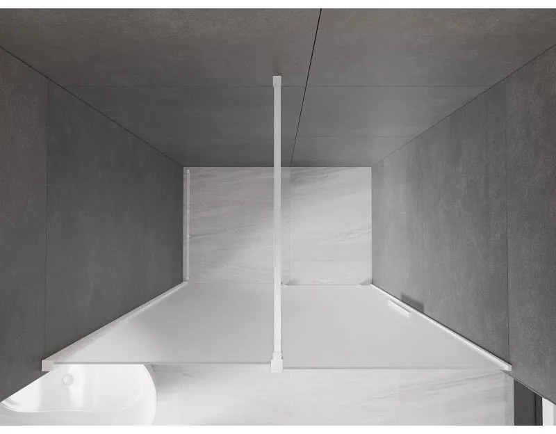 Mexen Velar, posuvné sprchové dvere do otvoru 140 cm, 8mm sklo námraza, biela matná, 871-140-000-31-20