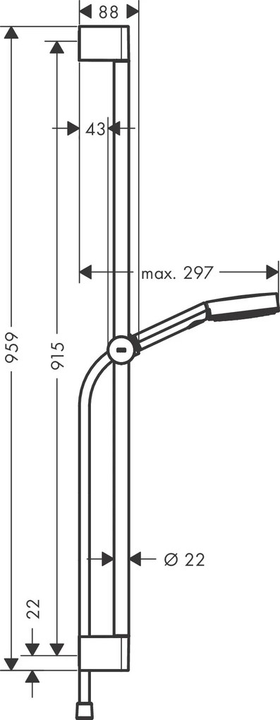 Hansgrohe Pulsify Select S, sprchová súprava 105 3jet Relaxation EcoSmart so sprchovou tyčou 90 cm, matná biela, HAN-24171700