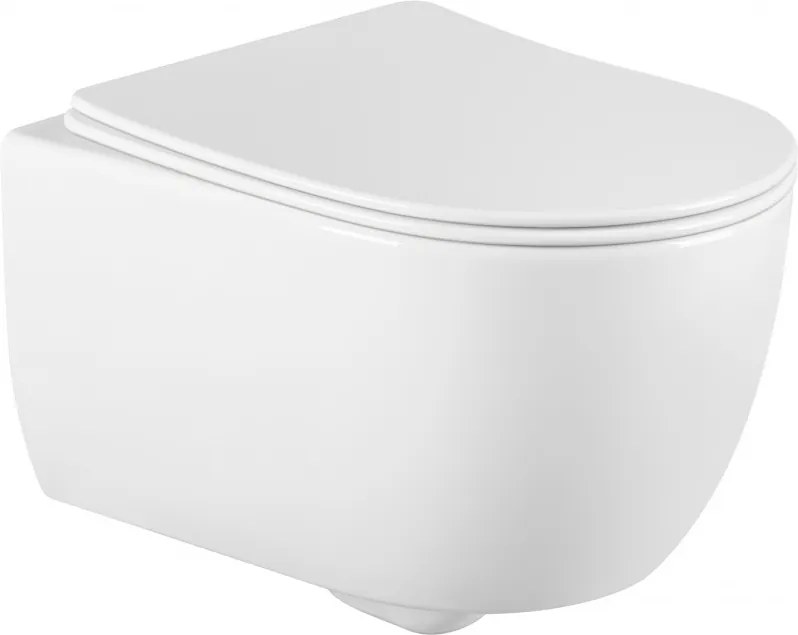 Mexen CARMEN Rimless závesná WC misa so sedátkom pomaly-padajúcim SLIM, 49 x 37 cm, biela, 30880400