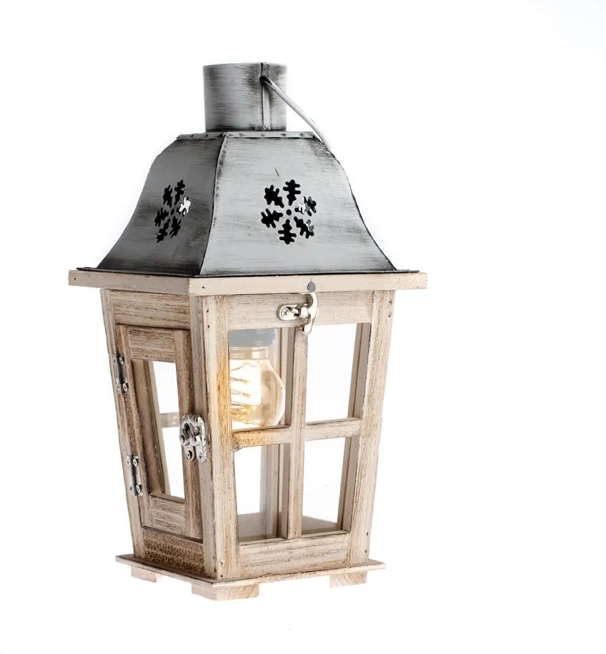 Drevený lampáš s LED osvetlením Dakls Snowflake