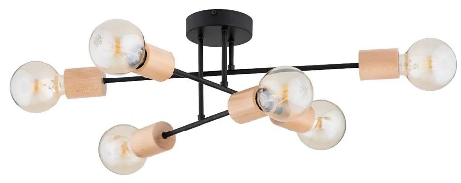 Prisadený luster LA-STENA 6xE27/15W/230V béžová/čierna