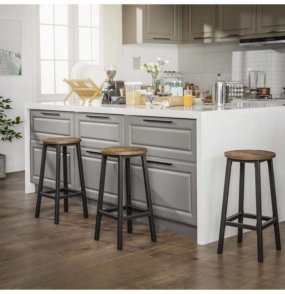 Súprava dvoch barových stoličiek VASAGLE COTLA hnedá/čierna