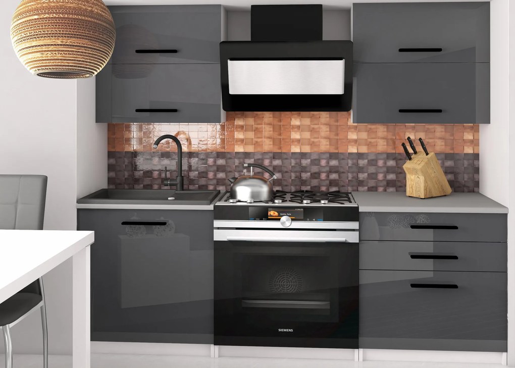 Kuchynská linka Belini 120 cm šedý lesk s pracovnou doskou Eleganta2 INF ELEGANTA2/2/WT/S/0/B1