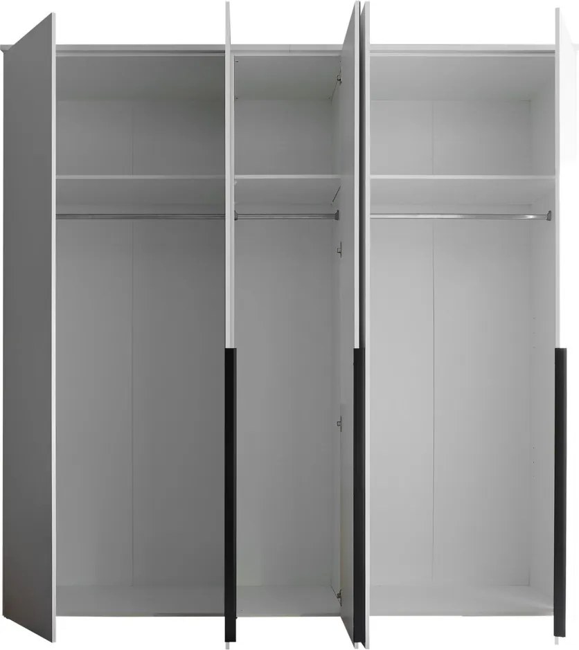 Šatníková skriňa so zrkadlom Kevo, 225 cm, biela