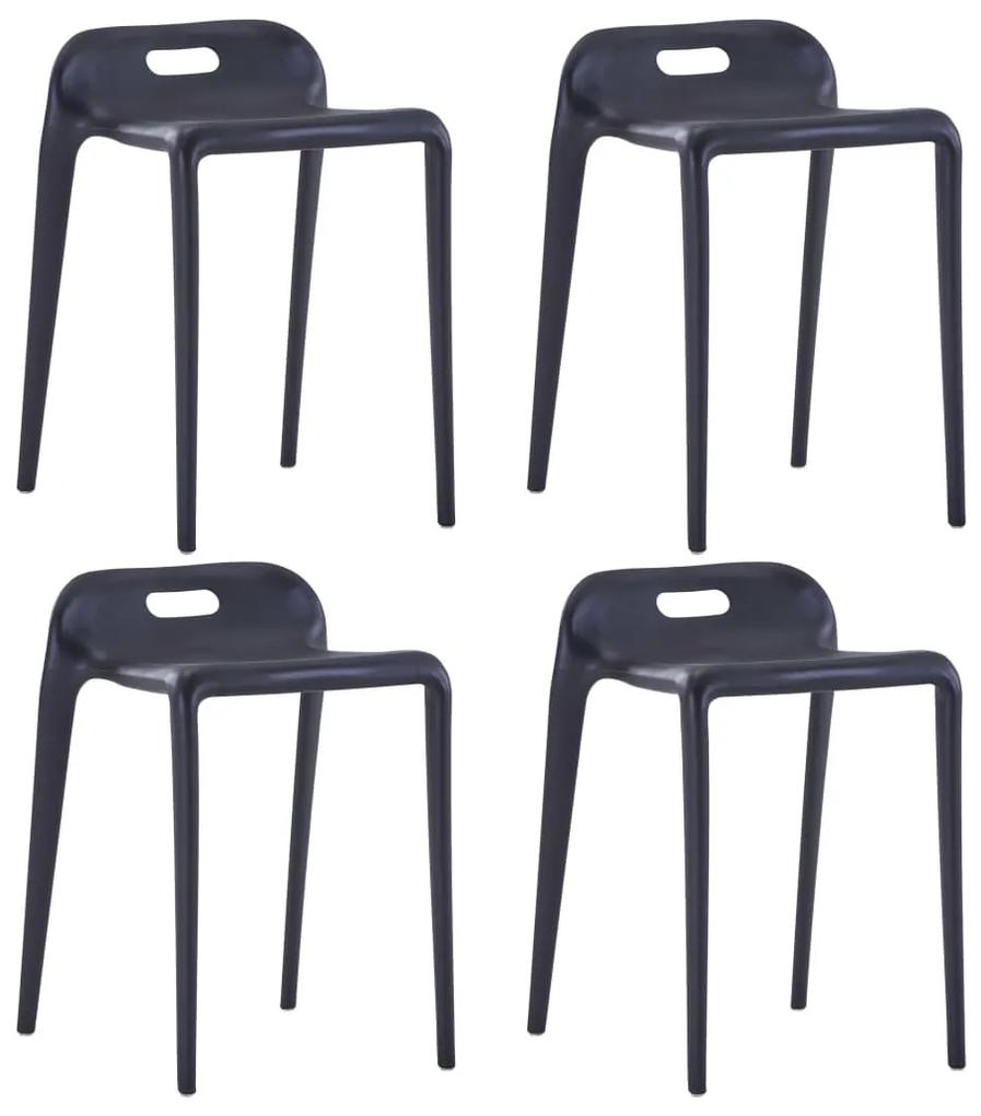 Stohovateľné stoličky 4 ks čierne plastové