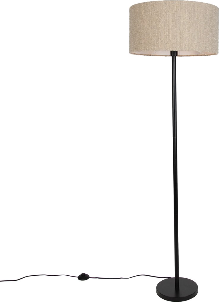 Moderná stojaca lampa čierna s béžovým buklé tienidlom 50 cm - Simplo