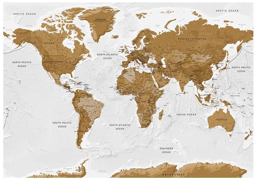 Samolepiaca fototapeta - Mapa sveta: Biele oceány 196x140